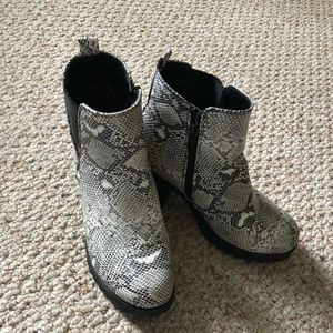 Snake skin 3” heeled boots
